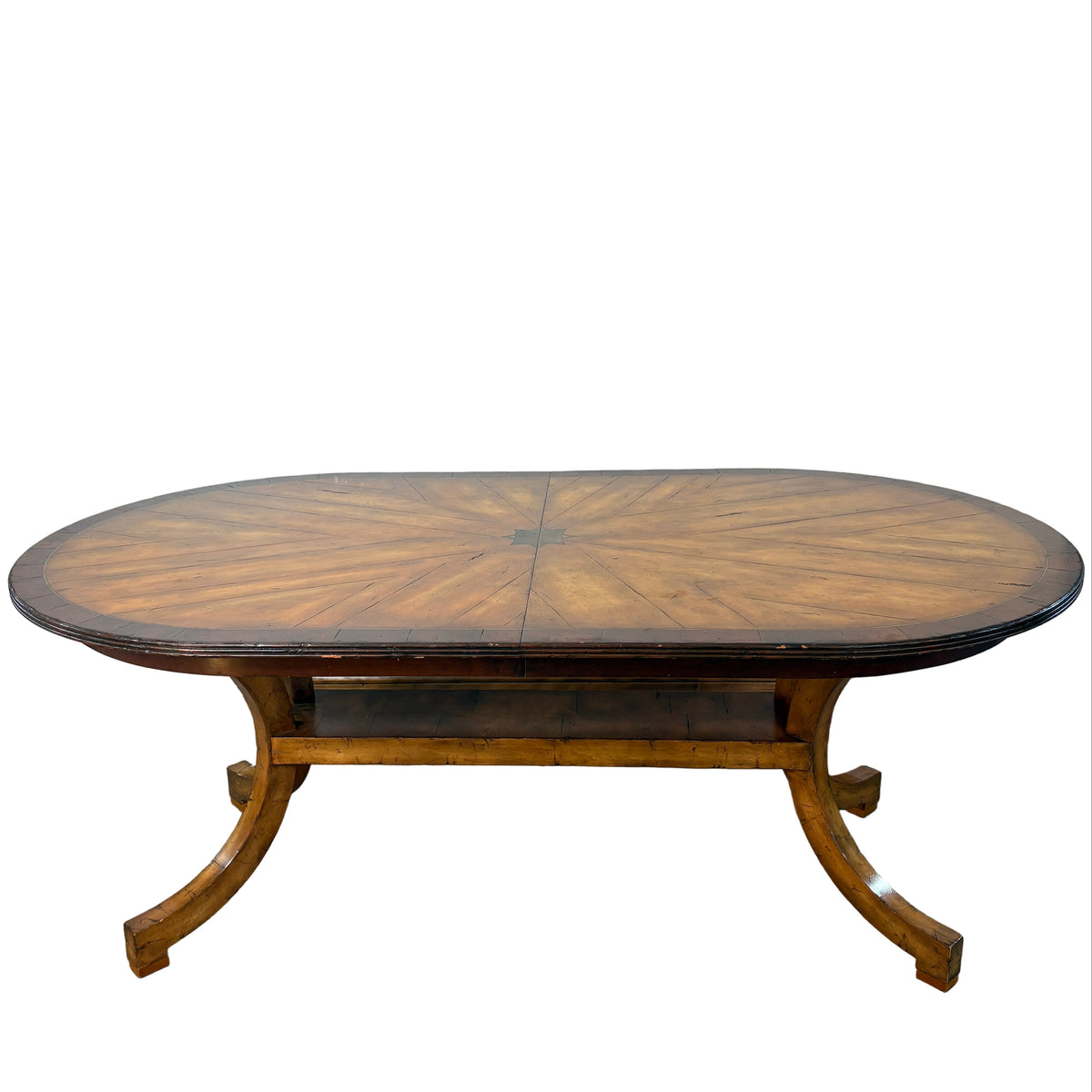 Oval Dining Table w/ Brass Inlay Star, Sku 033092