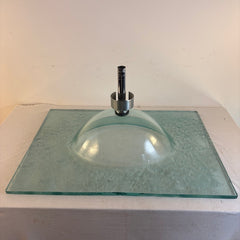 Green Glass Vanity Top with Integrated Sink Texture on Reverse Side, Sku 033997