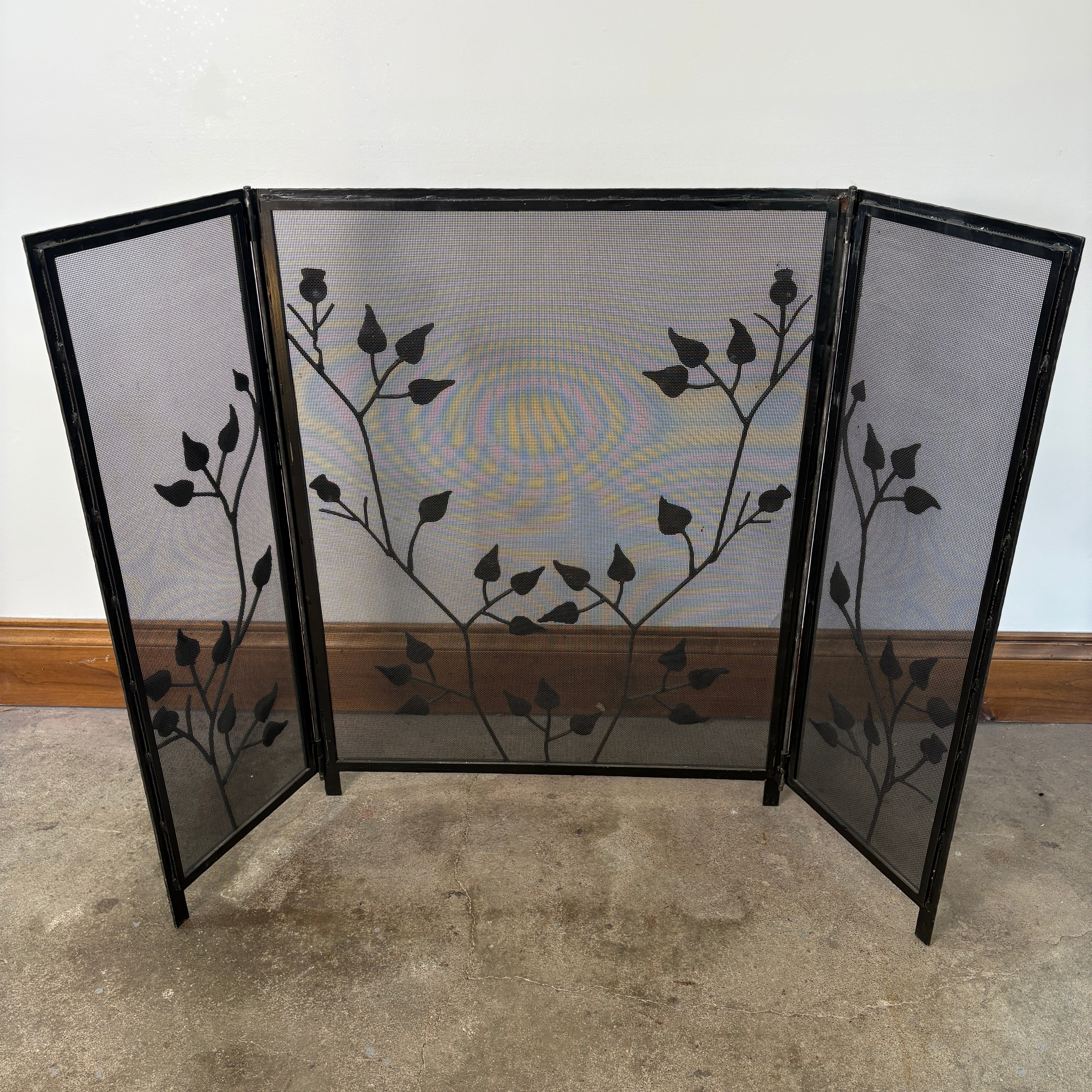 Fireplace Screen, Metal, Bi-fold, Pewter Color, Sku: 033105