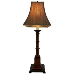 Turned Wood Column Lamp w/ Raw Silk Square Shade, Sku 033838