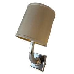 Nickel and Mirror Wall Sconce with Linen Shade, Sku 033535