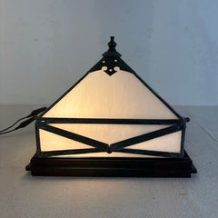 "Fez" by Steven Handelman Studios Moorish Style Flush Mount Light Fixture Milk Glass and Bronze Metal Finish Retails at $745, Sku 034095