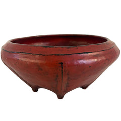 Burmese Red Lacquered Footed Offering Bowl, Sku 033985