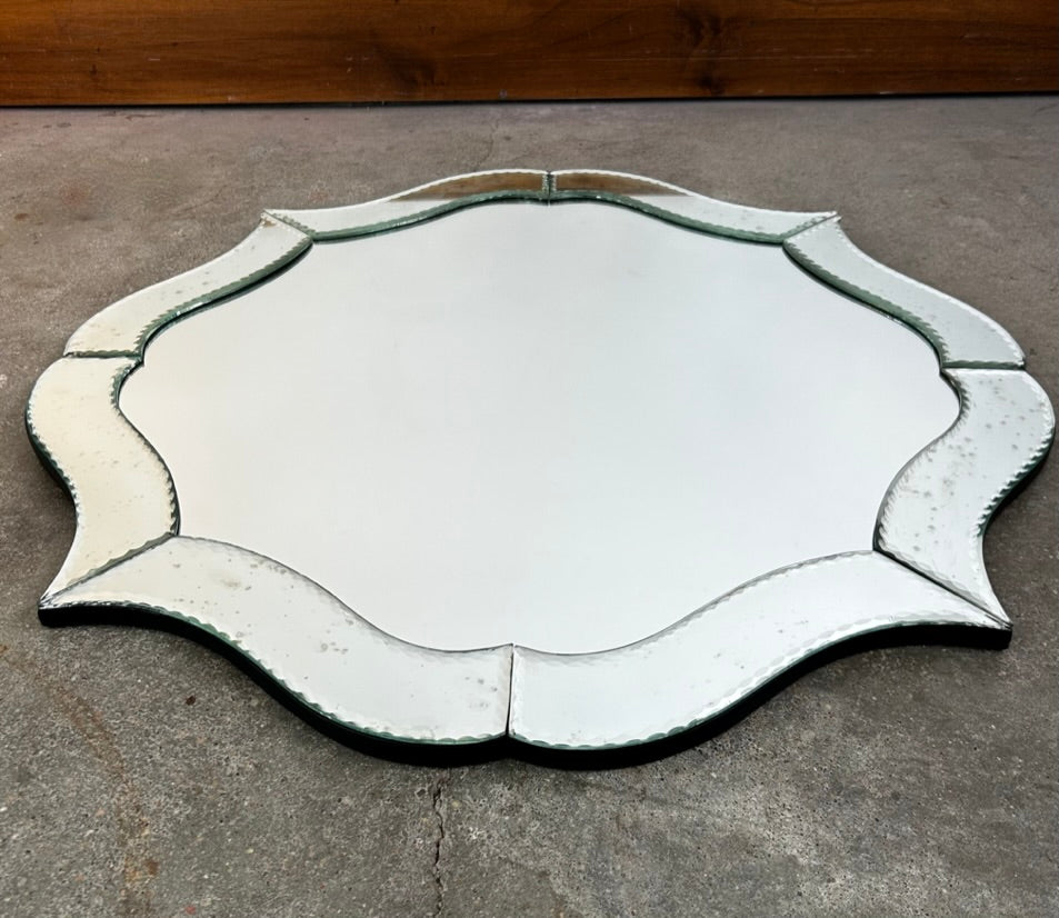 Currey & Co. Beveled Glass Wall Mirror with Scalloped Edges