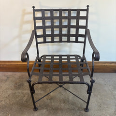 Metal Arm Chair with Grid Design Bronze Finish, Sku 033810