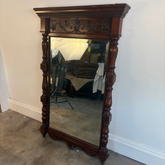 French Renaissance Hand Carved Mahogany Mirror, Sku 034031