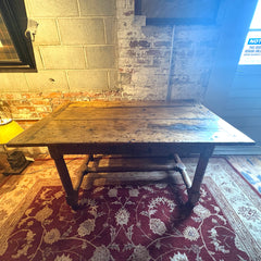 Rustic Antique Trestle Table with Drawer, Sku 033008