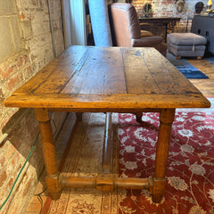 Rustic Antique Trestle Table with Drawer, Sku 033008