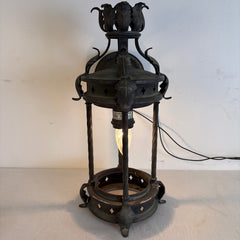 Exterior Wall Sconce Charcoal Finish Acanthas Leaf Detail, Missing Glass Globe, Sku 033949