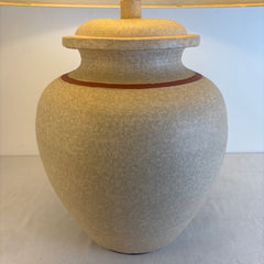 Pair of Southwestern Style Ceramic Jar Lamps, Broad Linen Shade, Sku 033948