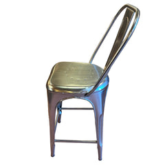 Restoration Hardware "Remy" Industrial Style Polished Stainless Steel Counter Stools, Set of 4, Sku: 033656
