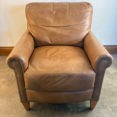 Bradington Young Putty Leather Armchair w/ Nailhead Detail, Sku 033673
