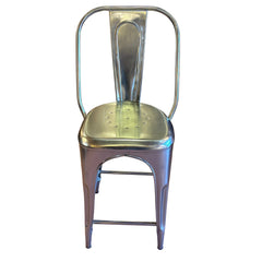 Restoration Hardware "Remy" Industrial Style Polished Stainless Steel Counter Stools, Set of 4, Sku: 033656