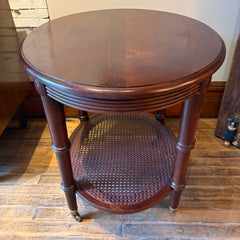 Ethan Allen Oval Side Table w/ Casters & Caning, Sku 034037