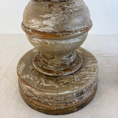 Pair of Turned Wood Base Table Lamps with Lime Wash and Gold Gilding Detail, Sku 034097