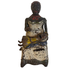 Antique Cast Iron Non-Functioning Mechanical Bank w/ Mama and Baby, Sku 033823