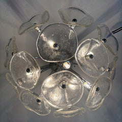 ET2 Fiori 8-Light Flush Mount FIxture Chrome Base w/ Glass Trumpet Shaped Florets, Sku 033992