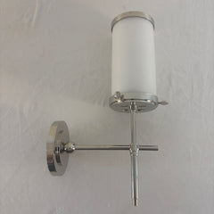 Thomas O' Brien Visual Comfort Bryant Bath Sconce in Polished Nickel & White Glass, Sku 034064