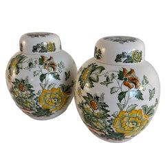 Pair of Mason's Ironstone Chinoiserie Style Ginger Jars, England 50's, Sku 034052