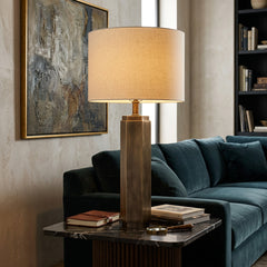 BZ Visual Comfort Table Lamp Hexagonal Shape Brushed Steel, Sku 034099