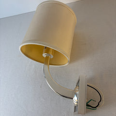 Nickel and Mirror Wall Sconce with Linen Shade, Sku 033535