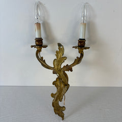 Pair of Rococo Style Brass Sconces, Double Am, Sku: 033549