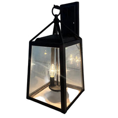 Exterior Wall Sconce Lantern Style, Black Steel and Glass, Sku 033720
