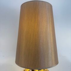 Brand New Gold Leaf Sphere Table Lamp w/ Gold Tapered Shade & Sphere Finial, Sku 033975