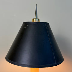 Chapman Table Lamp, 1981, Brass Base Ivory Candlestick, Black Shade, Gold Marbled Interior, Sku 034075
