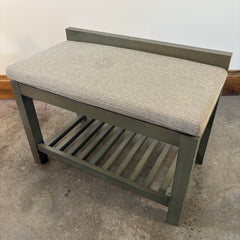 Set of Wood Bench & Two Side Tables With Shelf, Gray Green, Sku: 033385
