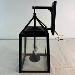 Exterior Wall Sconce Lantern Style, Black Steel and Glass, Sku 033720