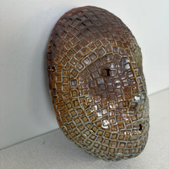 Ceramic Tribal Mask, Indent Pattern, Sku 033055