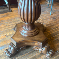 Carved Base Wooden Table with Round Top Suitable for Bed Side, Foyer or Dinette, Sku 033759