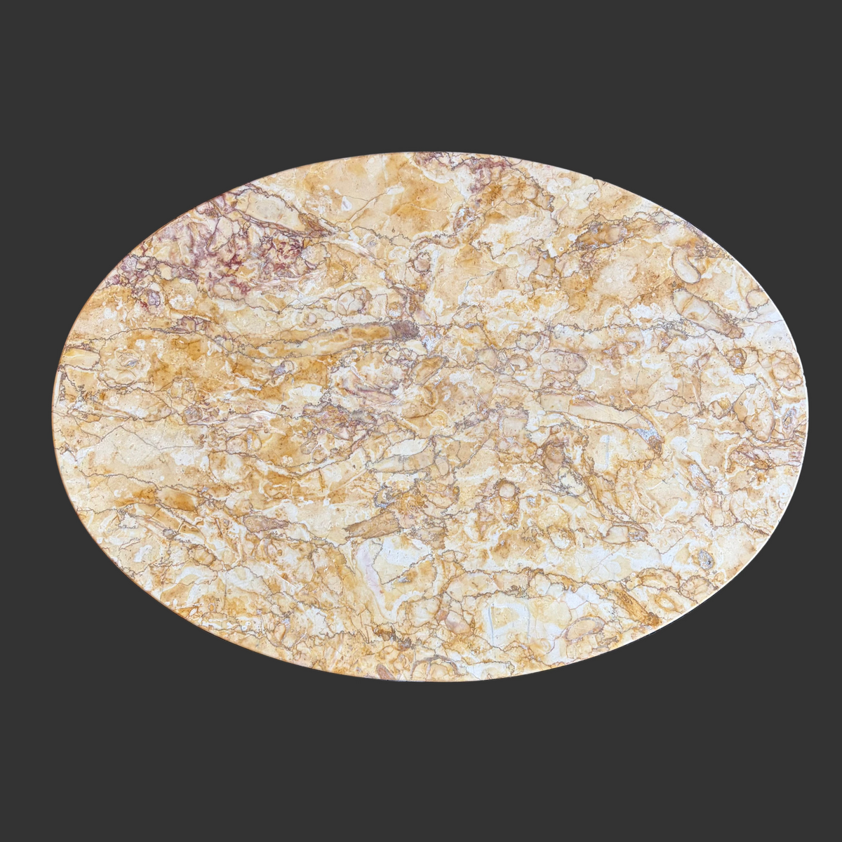 Marble Piece, Golden Color, Oval, Table Top, Sku: 033217
