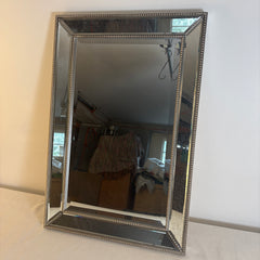 Rectangular Beveled Mirror, Beaded Edge, Antiqued Mirror Surround, Sku 033717