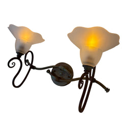 Sergio Terzani, Italian Wall Lights with Double Arm, White frosted Tulip Glass Globes, Sku 033514