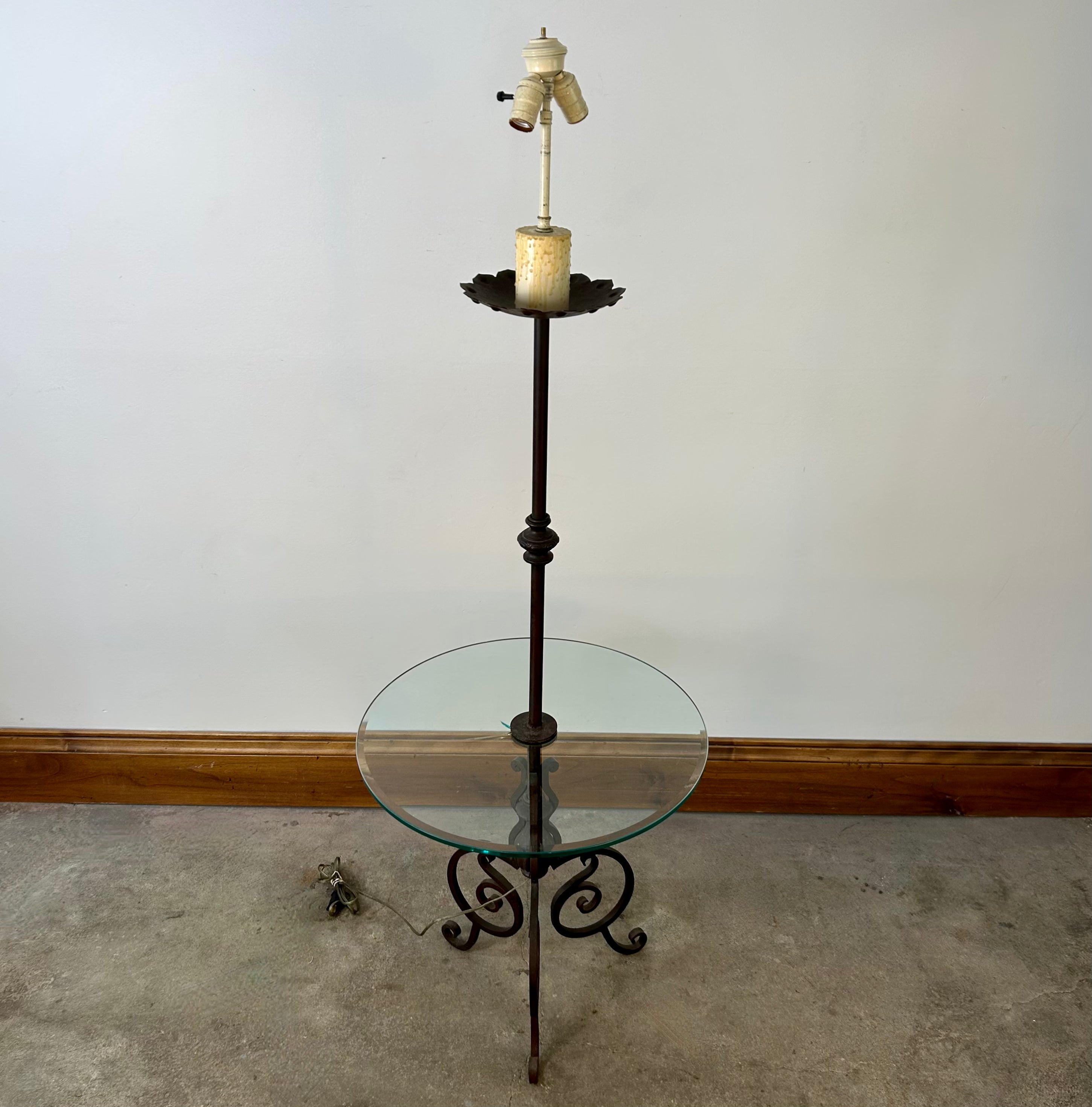 Floor Lamp with Glass Table, Two Socket, Vintage, sku: 032954