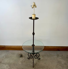 Floor Lamp with Glass Table, Two Socket, Vintage, sku: 032954