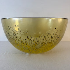Art Glass Bowl Pale Yellow with Dark encased Fragments, Sku 033624