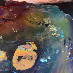 Porcelain Bowl by Artist Jutta Golas Iridescent Colors Primarily Shades of Blue and Purple, Sku 033584