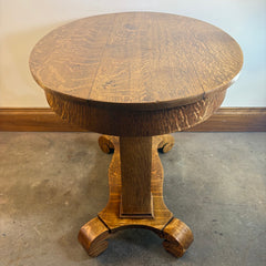 Antique American Empire Tiger Oak Parlor Table, Sku 033716