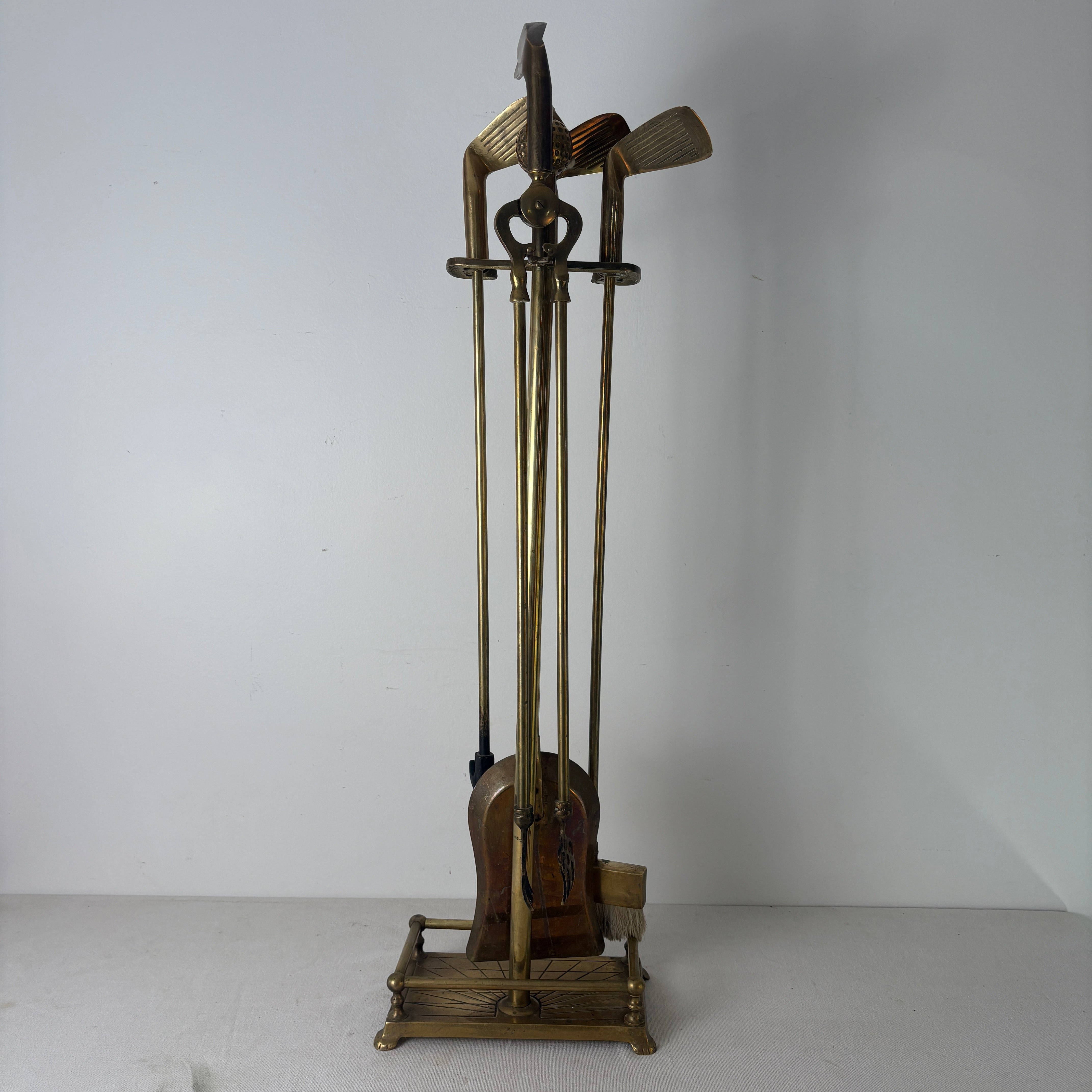 Brass Golf Themed Fireplace Tool Set, Sku 033085