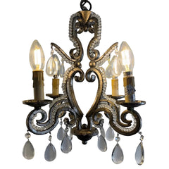 Four Arm Petite Beaded Chandelier, Sku 033957