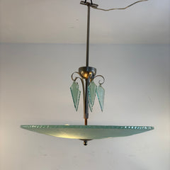 30's Swedish Art Deco Crystal Glass Chandelier, Possibly Orrefors, Sku 034034