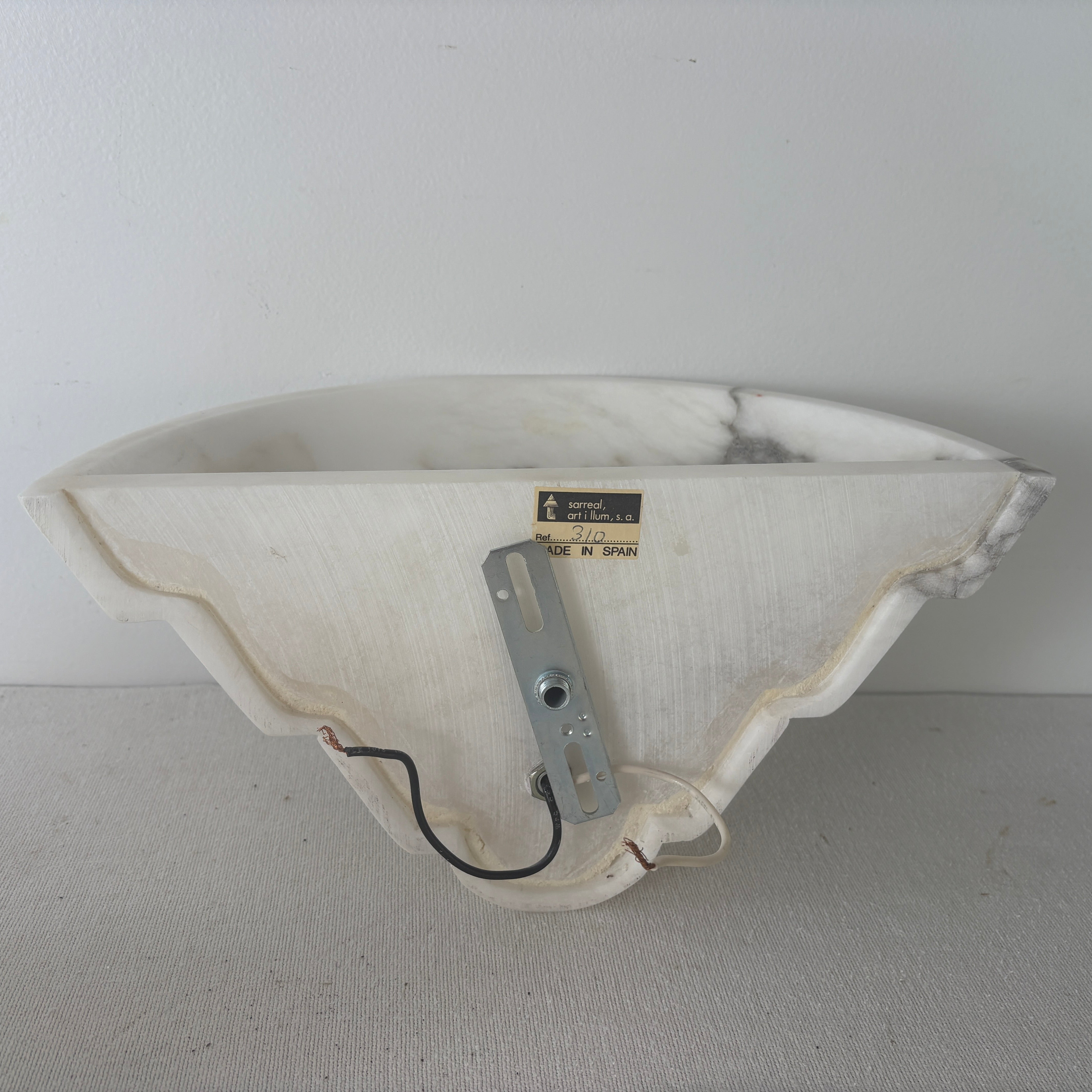 Alabaster Art Deco Style Sconce Light in White with Dark Streaks, Sku: 033074