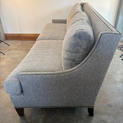 Lillian August Medium Gray Tweed Sofa w/ Wing Style Arms & Nailhead Trim, Sku 033785