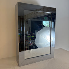 Chrome and Mirror Medicine Cabinet, Hinged Right, Glass Shelves, Sku: 033697