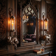 Pair of Vintage Cast Iron Rabbit Candlestick Sconces, Sku 034066