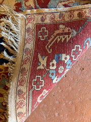 100% Wool Area Rug, Traditional Turkish Design in Rust, Rose, Navy on Beige Ground Sku: 033211
