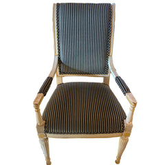 Set of 6 Dining Chairs, Wood, Striped Upholstery, Sku: 033389
